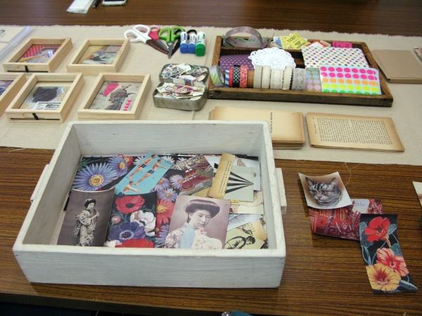 「切って！貼って！コラージュ作品を作ろう！」。レトロお笑い芸人のセンスも素敵でした。