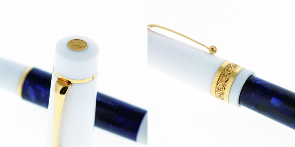 ブランドのシンボルが刻印された天冠（左）とレリーフを施したリングパーツ（右
