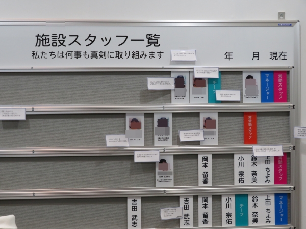 一目で分かる表示板「有資格者・スタッフ・講師一覧表」を特注作成します　馬印