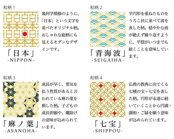 1. 全4種類のモダンな和柄