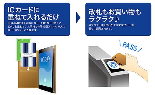 スマホケースに重ねて入れてスムーズに