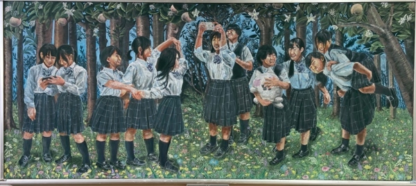 「日学・黒板アート甲子園2020」＜最優秀賞＞　好文学園女子高等学校 / 好文学園黒板アートAチーム(11人) / 懐かしい未来