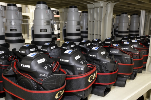 フォトサービスセンター内に準備されている撮影機材