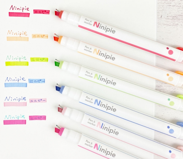 1本のペン先にペン＆マーカーNinipie　全6色 価格：各220円