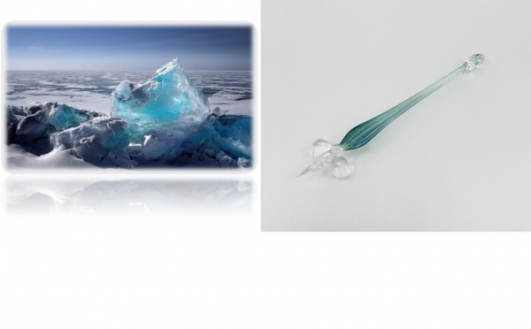 北海道限定【ＨＡSEガラス工房・オカモトヤ　ガラスペン：氷の雫】￥16,500（税込み）