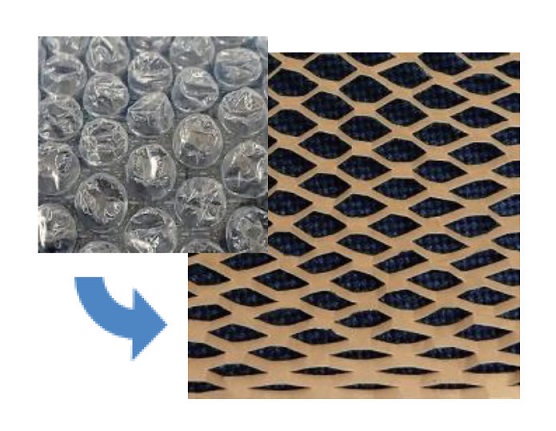 樹脂製気泡緩衝材から紙緩衝シートに