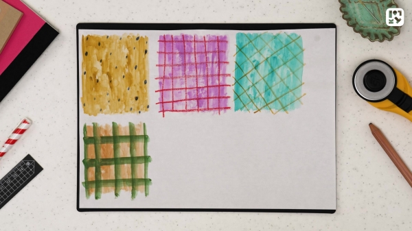 #03 土台をつくろう  　水彩絵の具をつかって4つの柄をつくります