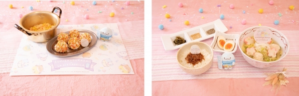 (左)とかげも大好きおさかな入り！手作り韓国風おにぎり（ペゴッパヨ） (右)ふんわりつくねのクリーミー白湯そばセット（酉十郎）