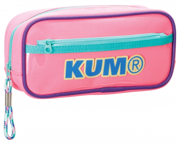 「KUM カラーブロックペンポーチ」ピンク