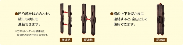 ・組み合わせてさまざまな用途に使用できる連結式ゴム印