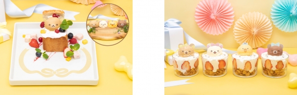 左：★選べる♪アイスとBOX型クリームパン　1,300円（税込1,430円） カスタードやホイップクリームが入ったBOX型のクリームパン。  右：選べる♪リラックマたちのミニアイス　800円（税込880円） ちょっとだけスイーツを食べたい方にぴったりのミニアイス。お子様にもおすすめ。 ※ワンオーダー対象外です。