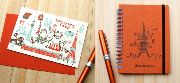 ●『河童堂』（左）活版印刷カード 東京LOVE 550円（右）リングノート 1,210円