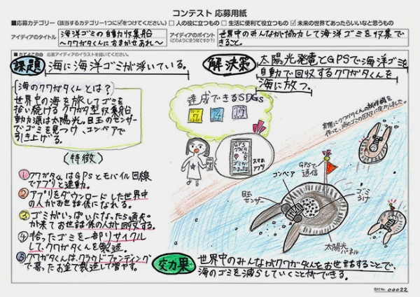 第5回 樫尾俊雄賞　緑川 詩織さん　海洋ゴミの自動収集船 ～クワガタくんにおまかせあれ