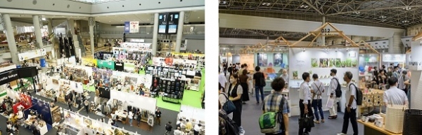 写真左から東京ビッグサイトのアトリウム、ACTIVE CREATORS会場の様子