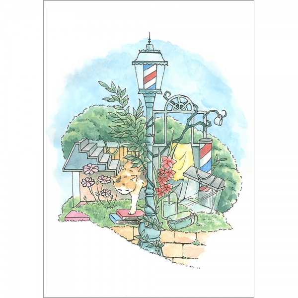 【呉竹水彩アートコンペ2022】グランプリ「あの床屋。」 高橋 真代（北海道）