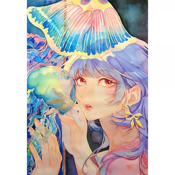 【呉竹水彩アートコンペ2022】準グランプリ「泡影」 ショウ ロク（東京都）