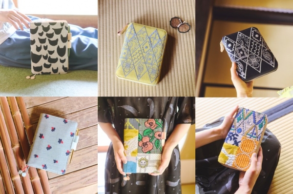 『ミナ ペルホネン』の手帳カバー。2024年版の新作デザインは、「anone-anone」「symphony」「light berry」、そして「piece,」の4種。それぞれオリジナルサイズとカズンサイズ、「light berry」と「piece,」はweeksサイズも用意した、合計10種類