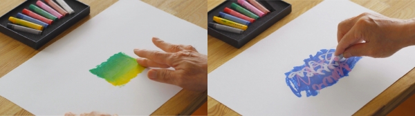 1.  混色が自在で、重色もできる、まるで油絵のような表現力