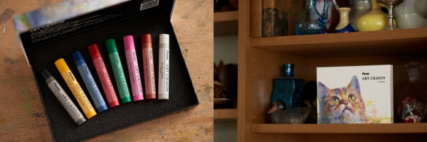 5.  飾れる描き下ろしパッケージと柴崎氏が選定した8色のセット