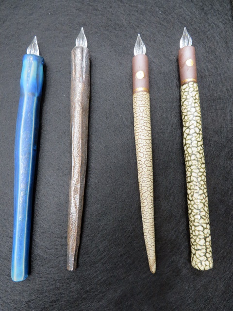 武雄焼「タケオ ガラスペン青」「タケオ ガラスペン黒」「タケオ ガラスペン カイラギ」「タケオ ガラスペン ダカツ大」HIZEN5
