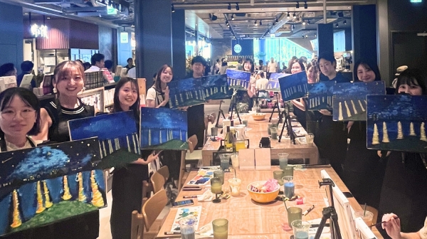 2時間のアートワークショップで描くゴッホの「ローヌ川の星月夜」