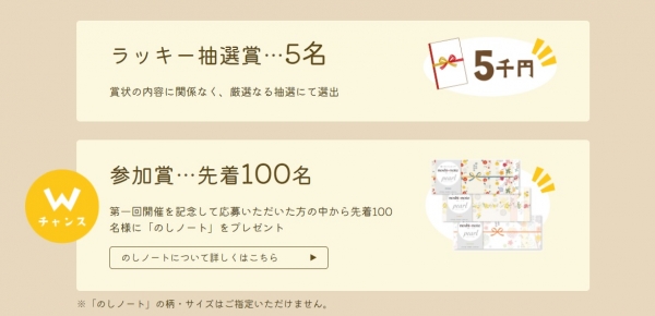 ラッキー抽選賞、参加賞