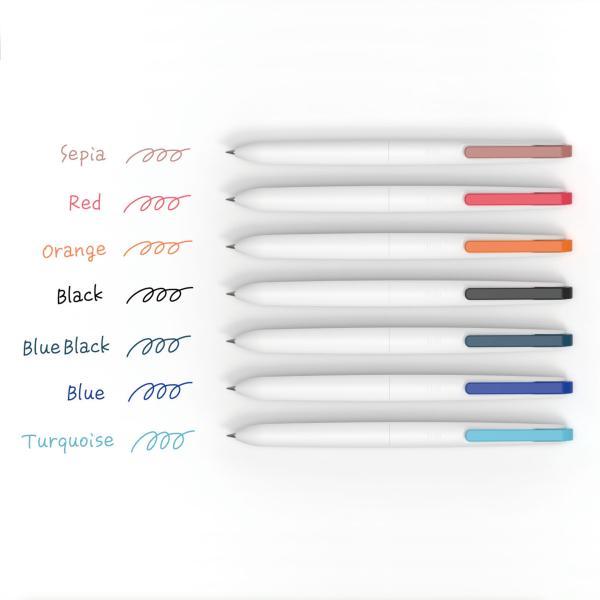 tinte（ティント）本体価格300円（税込価格330円）上から、セピア、レッド、オレンジ、ブラック、ブルーブラック、ブルー、ターコイズ