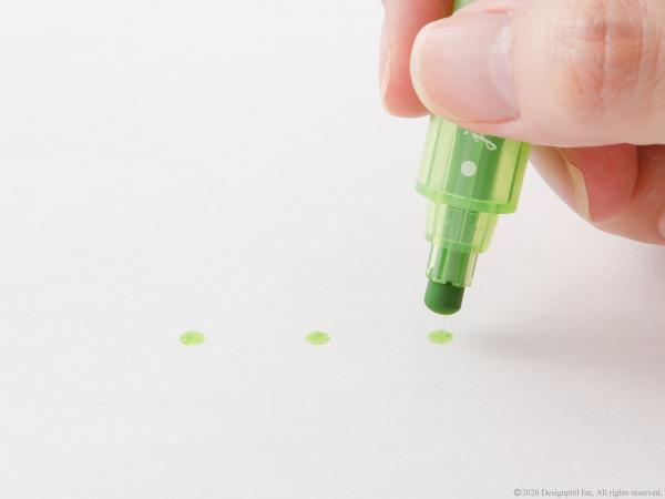 まっすぐ押すだけでドットが押せる 丸型のペン先